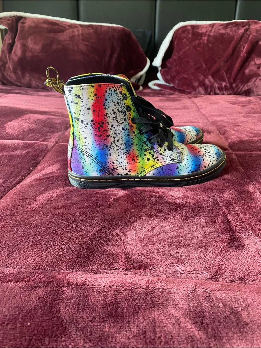 Dr. Martens Kids Multicolor Rainbow Paint-Splatter Boots